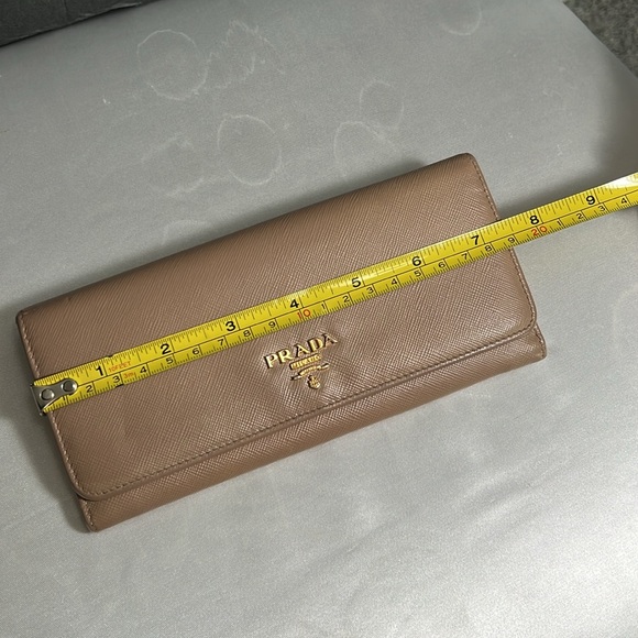 Prada Authentic Saffiano Leather Beige Flap continental Long Wallet - Picture 15 of 16